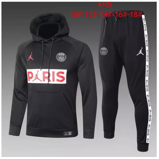 Kids PSG Jordan Black Sweat Shirt and Pants Training Suits 2020/21